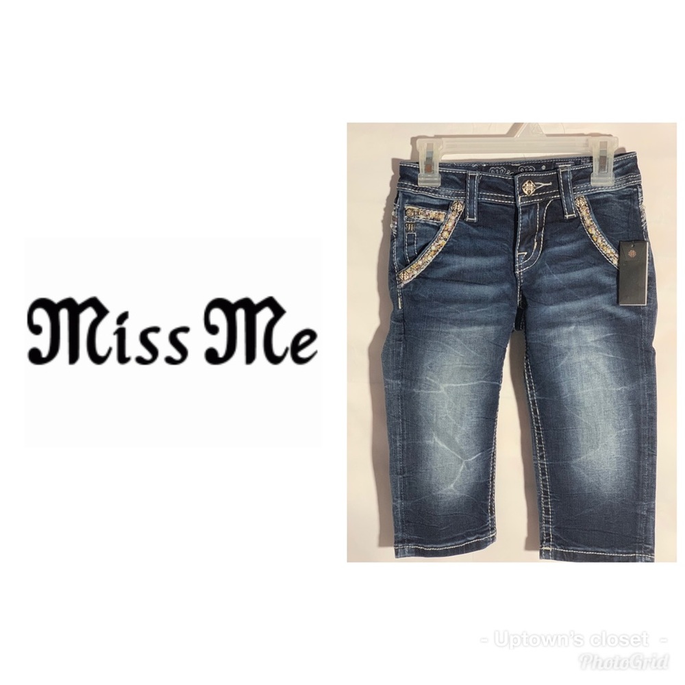 🔥 Miss me denim CAPRIS bling teens girls 8 NWT - Picture 4 of 8
